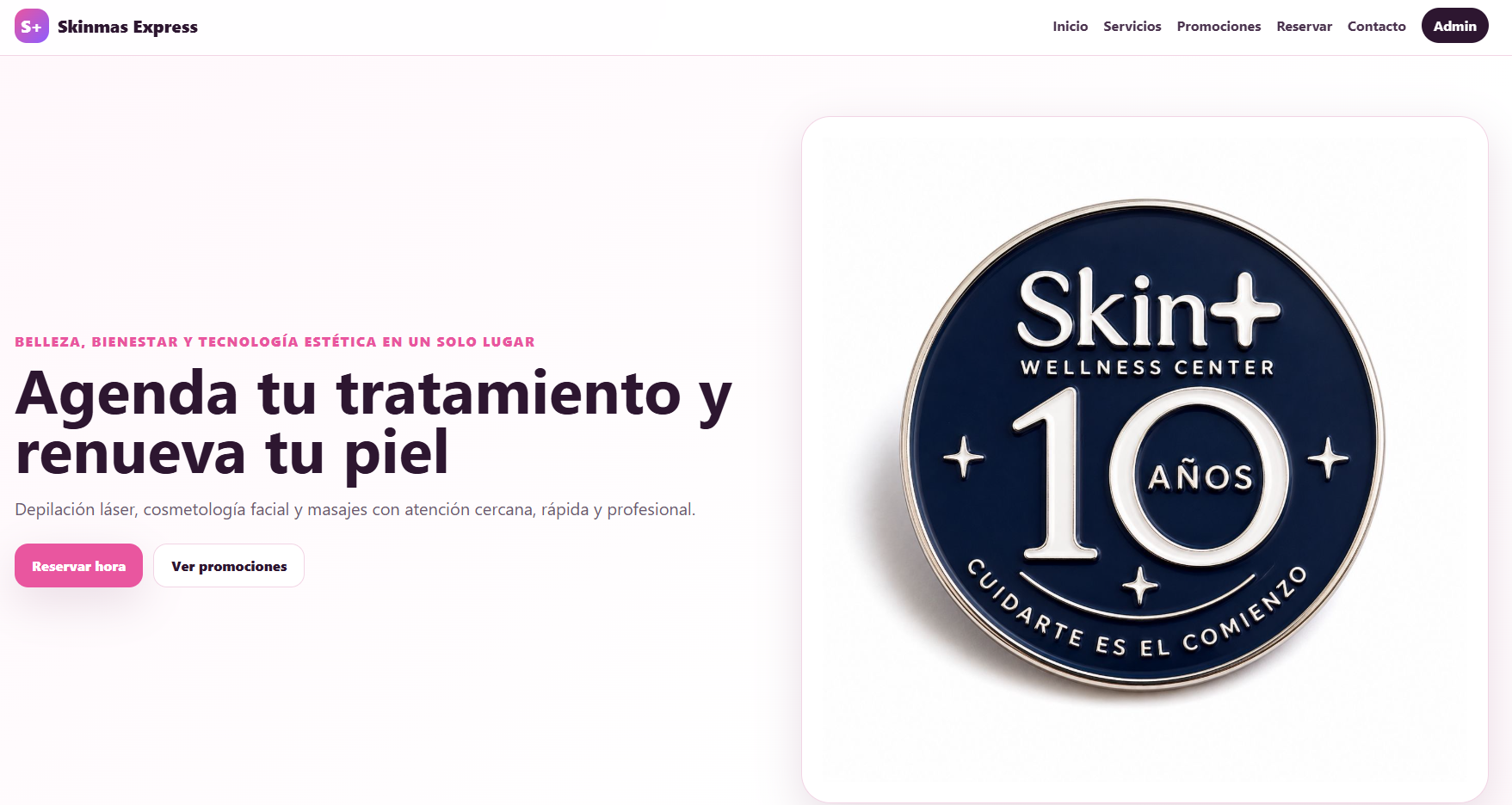 Proyecto Skinmas Express desarrollado por WEBLA